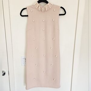 Ina Blush Sheath Dress with Pearls NWT